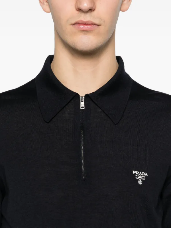 トップス PRADA polo shirt Prada zip-fastening Polo Shirt | Blue | FARFETCH UK