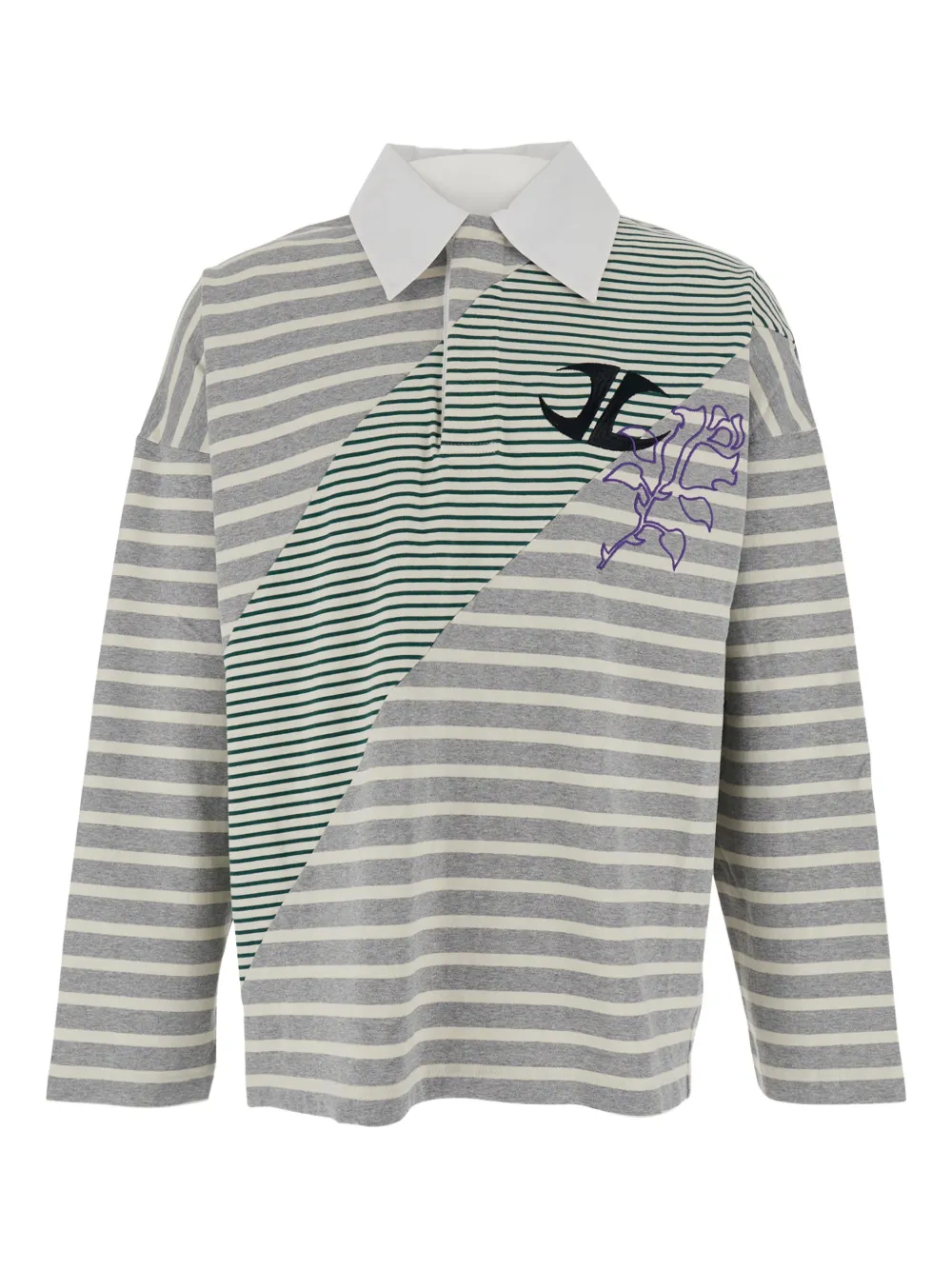 JORDANLUCA striped logo polo shirt | Grey | Image 1