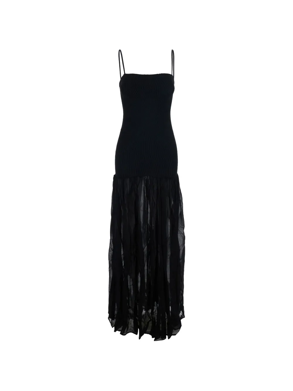 Hunza G Hybrid crinkled-finish flared maxi dress - Nero