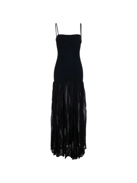 Hunza G Hybrid crinkled-finish flared maxi dress