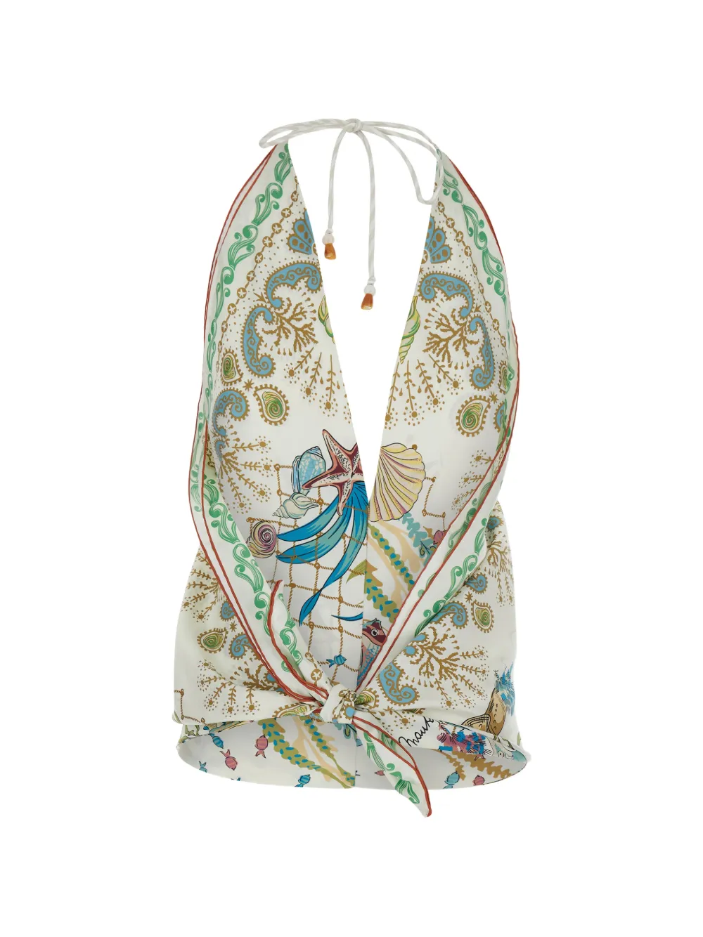  Mantero 1902 Patterned Halterneck Top - White 