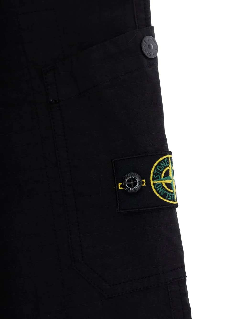 Stone Island Junior Katoenen broek met cargo zakken en logodetail Zwart