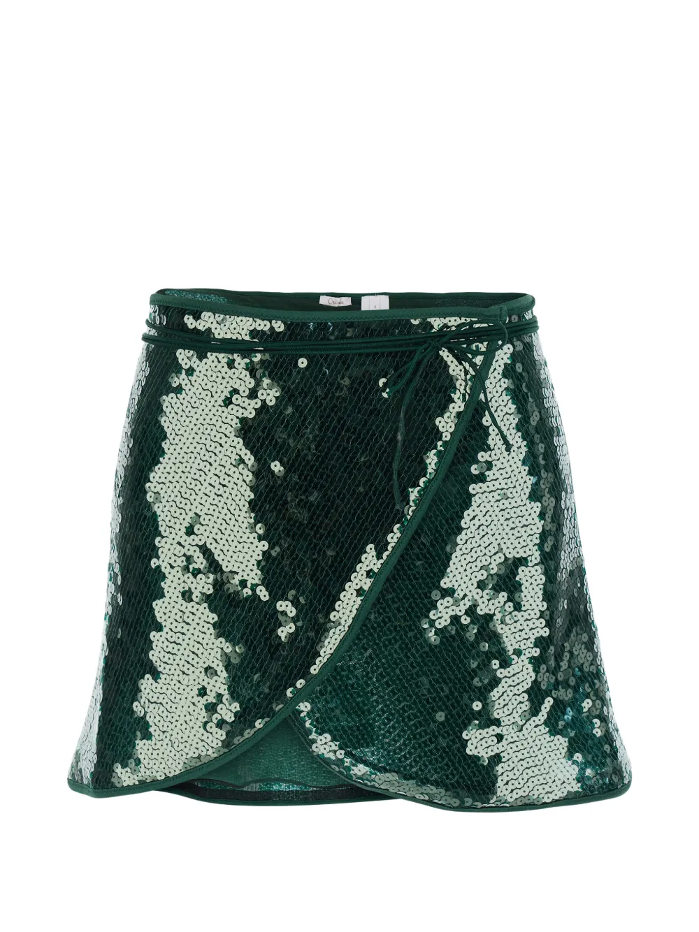 Oséree sequin-embellishment tie-detail mini skirt - Verde