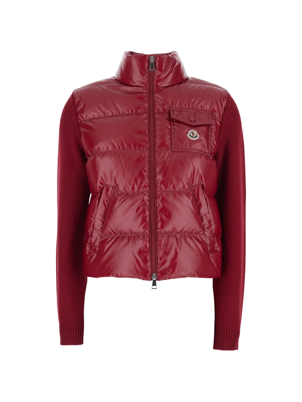 Moncler quilted-panel cardigan - Rosso