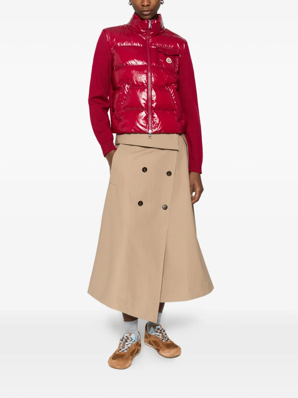  Moncler Quilted-panel Cardigan - Red 