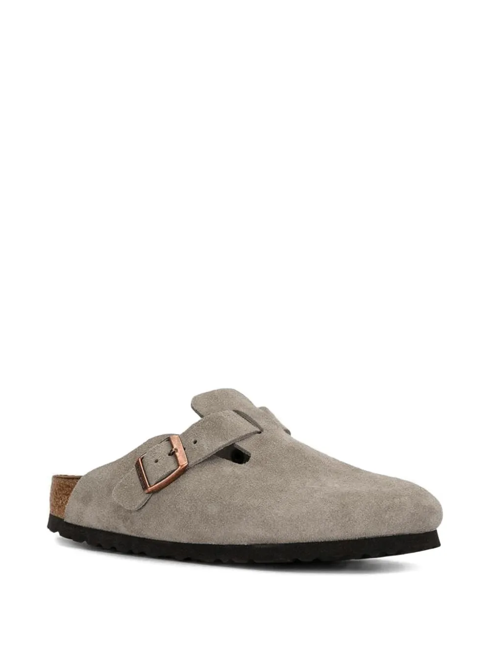 Birkenstock Buckle Suede Mules In Gray