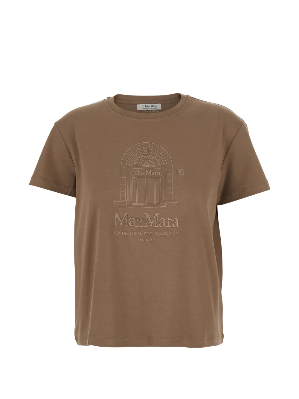 'S Max Mara T-shirt con logo ricamato - Marrone
