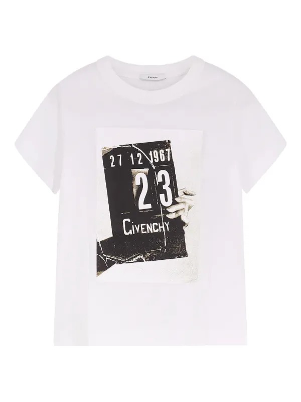 Givenchy T-shirt in Cotton with Givenchy Clapperboard Print in White
