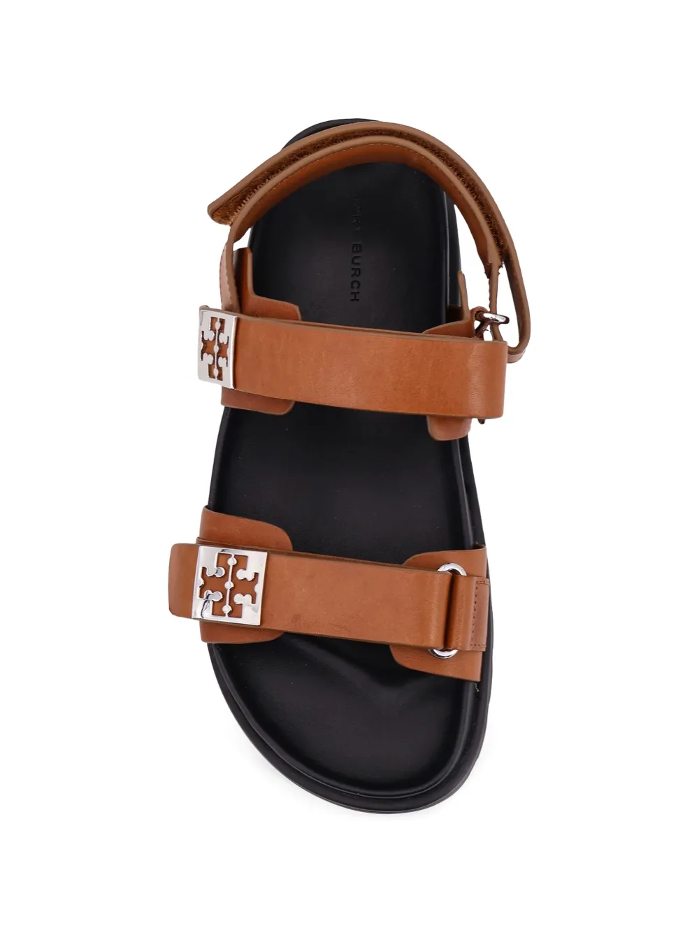 Tory Burch Leren sandalen met logo Bruin