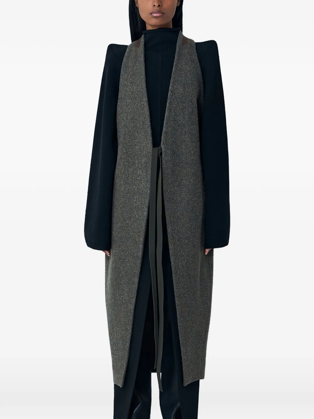 Rick Owens self-tie sleeveless coat - Grey