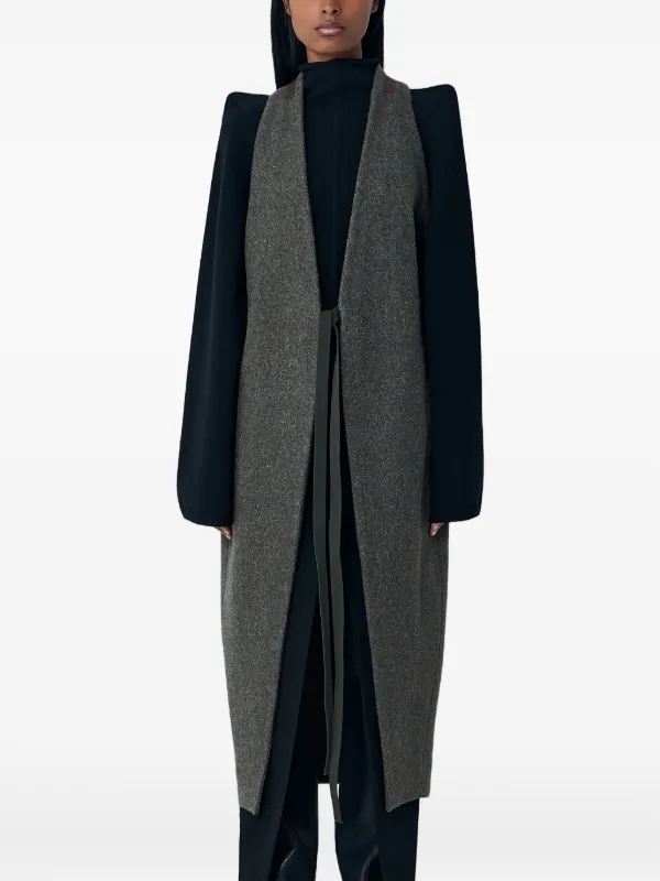 Rick Owens Self-tie Sleeveless Coat in Grey