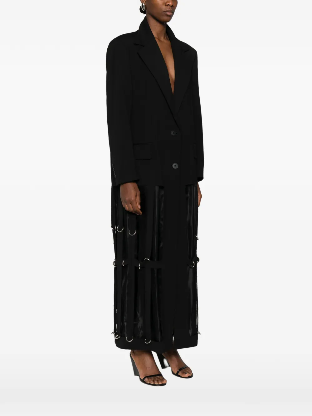 Medeea Rings-details Deconstructed Coat In Black