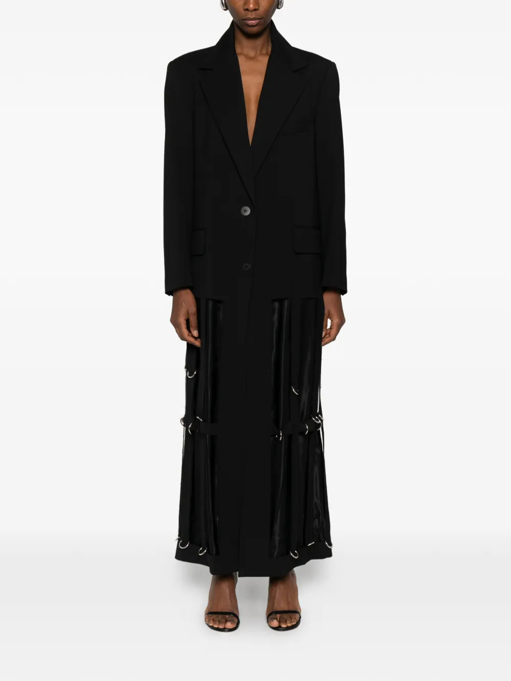 Medeea Rings-details Deconstructed Coat In Black
