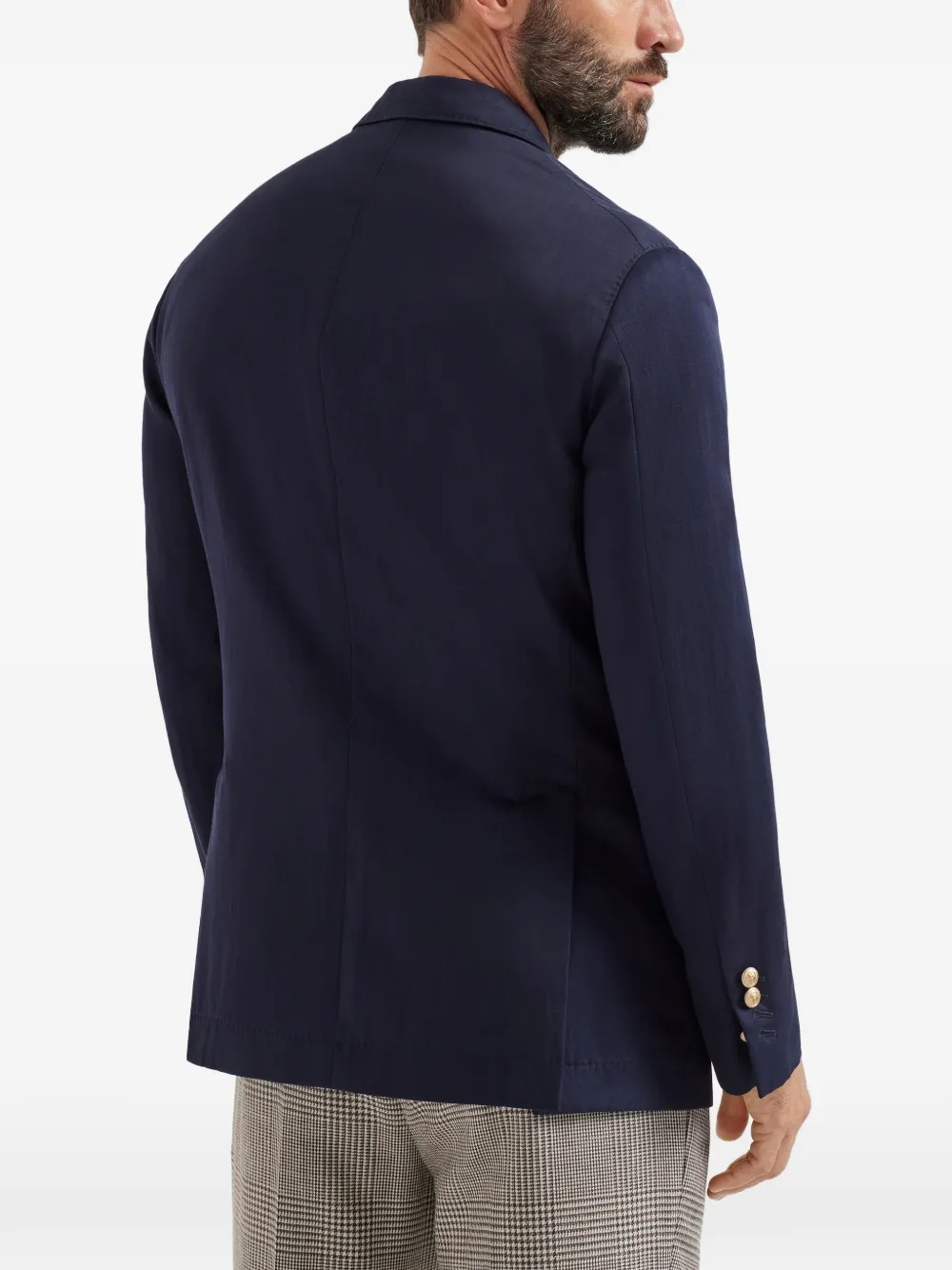 Brunello Cucinelli Twill blazer met metalen knopen Blauw