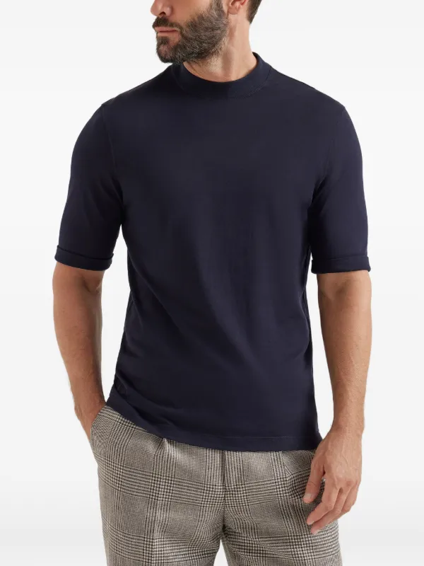 Brunello Cucinelli モックネック Tシャツ | ブルー | FARFETCH JP