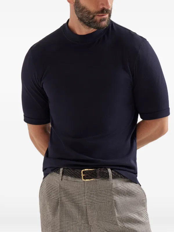 Brunello Cucinelli モックネック Tシャツ | ブルー | FARFETCH JP