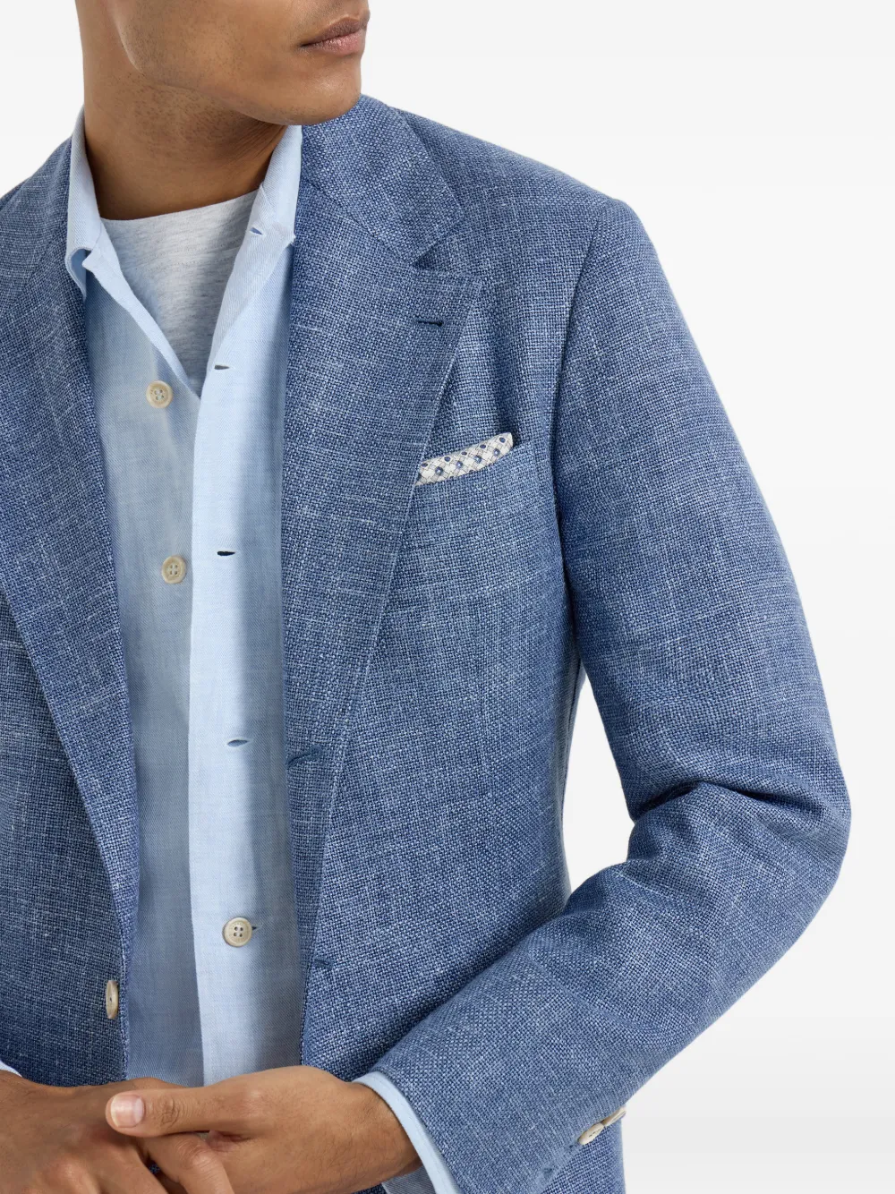  Brunello Cucinelli Geometric-pattern Silk Pocket Square - Grey 