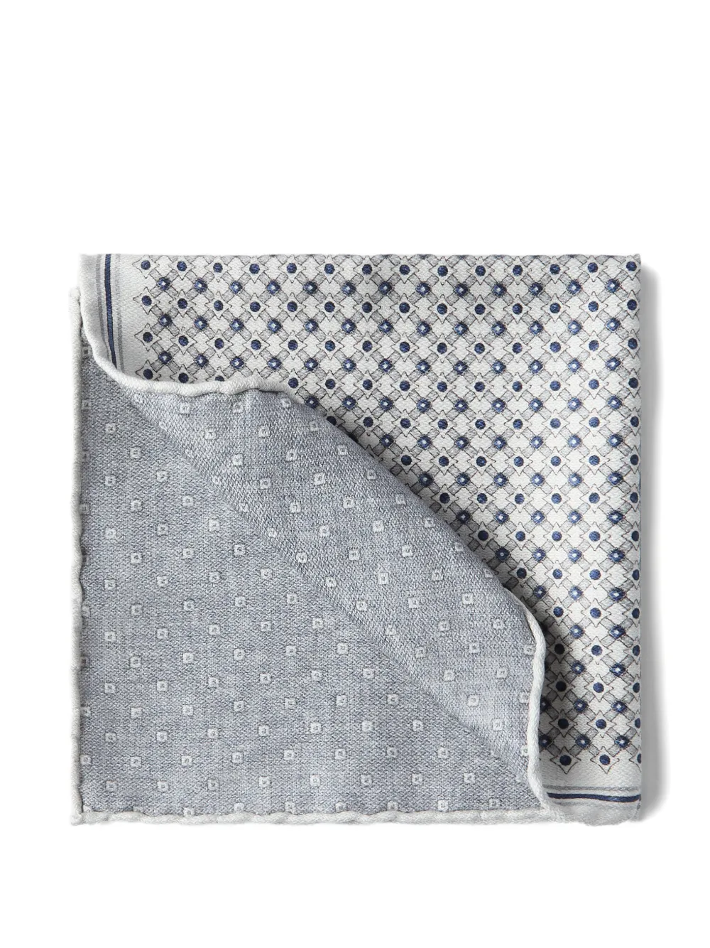 Brunello Cucinelli geometric-pattern silk pocket square | Grey | Image 1