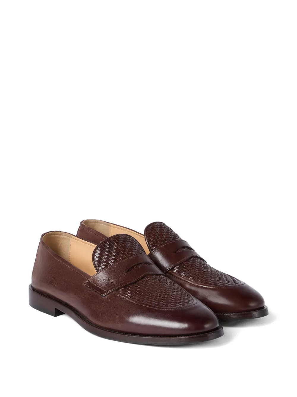 Brunello Cucinelli Loafers met gevlochten-effect en penny loafers - Bruin