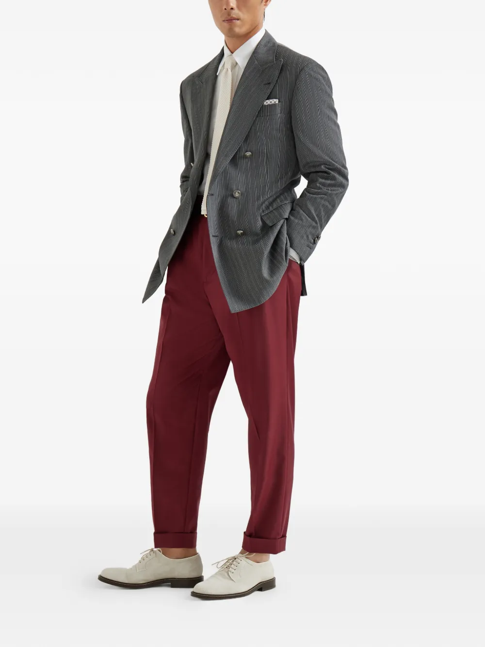 Brunello Cucinelli striped-pattern double-breasted blazer | Blazers | Image 2
