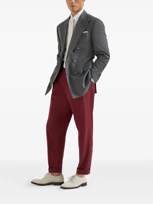 Brunello Cucinelli ストライプ ダブルジャケット | グレー | FARFETCH JP