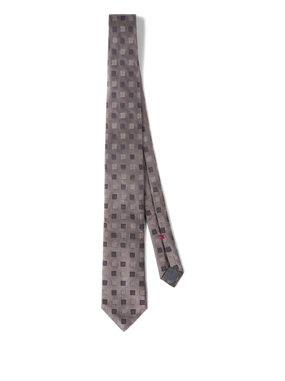 Brunello Cucinelli squares pattern silk tie | Brown | Image 1