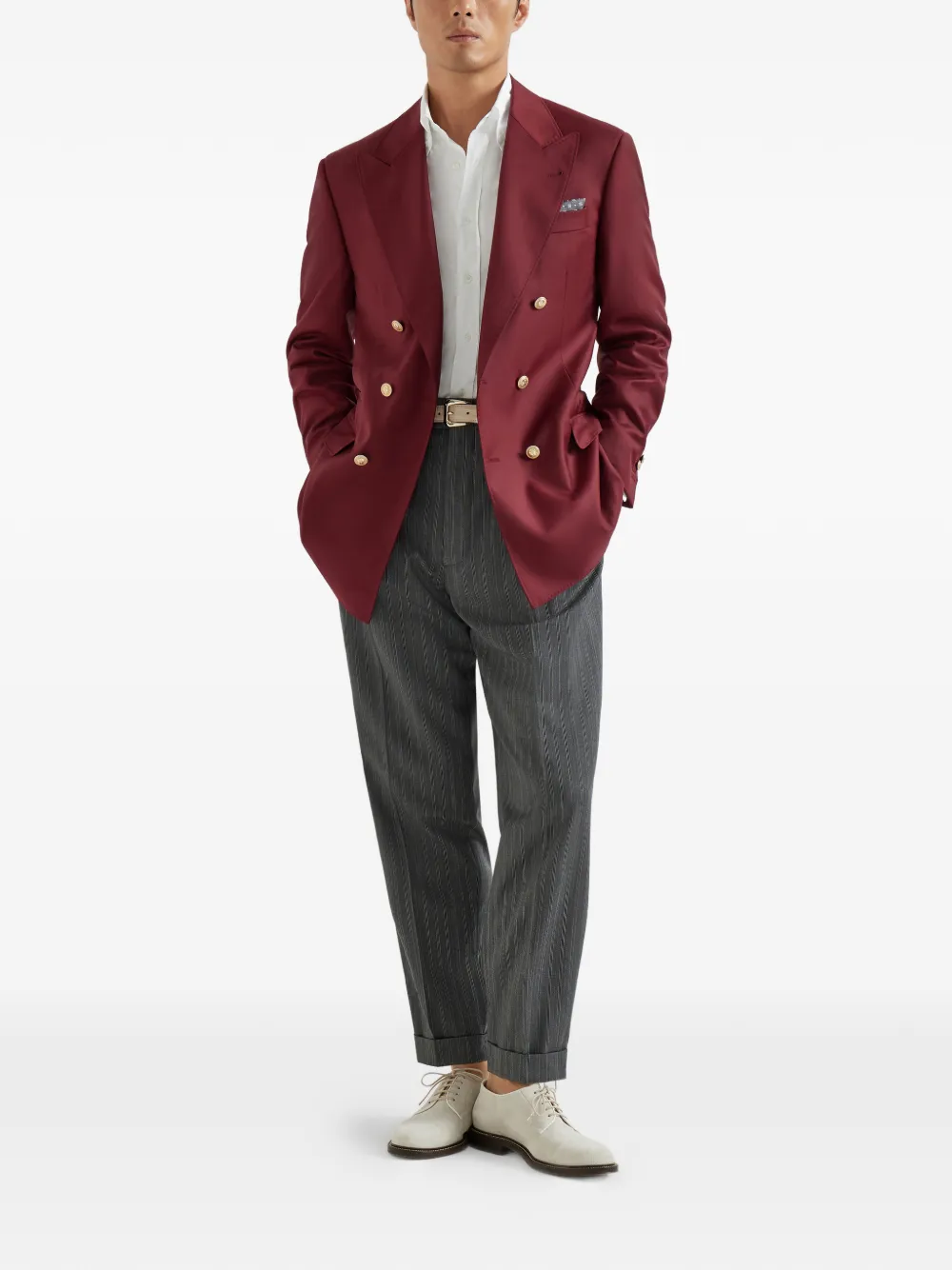 Brunello Cucinelli striped-pattern double-pleats trousers | Tapered Pants | Image 2