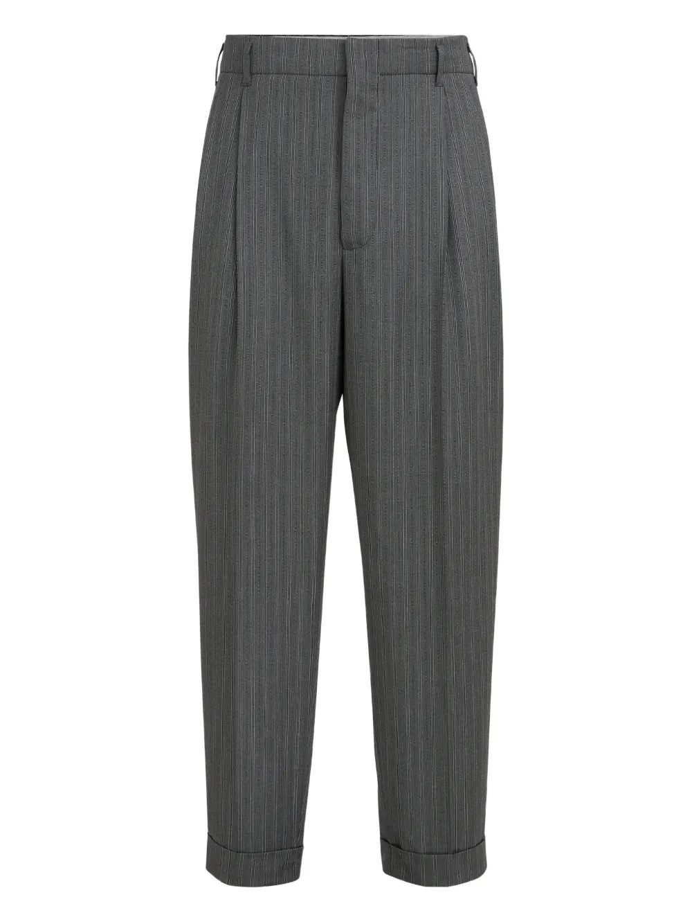 Brunello Cucinelli striped-pattern double-pleats trousers | Grey | Image 1