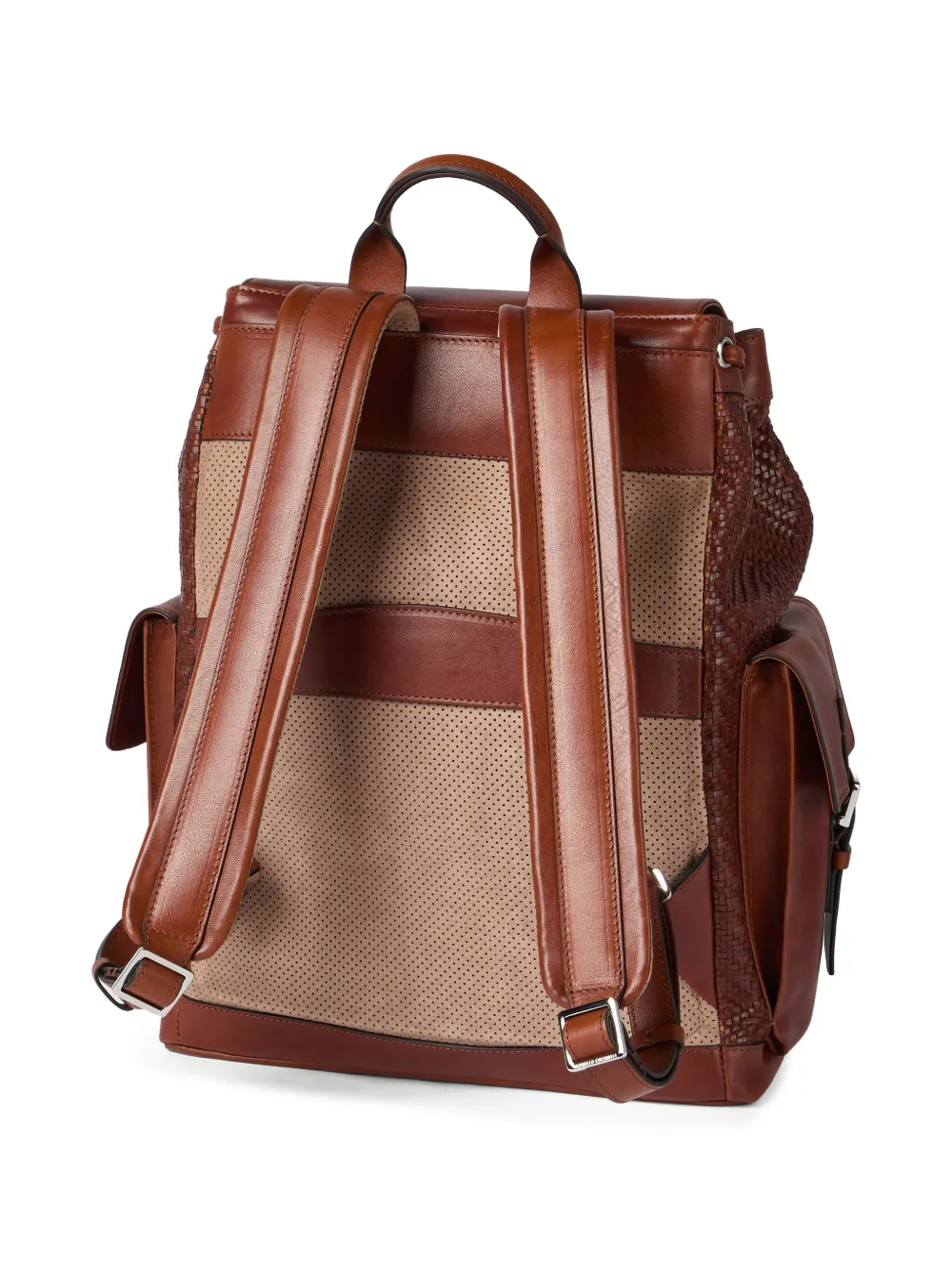 Brunello Cucinelli Braided-detail Leather Backpack In Brown