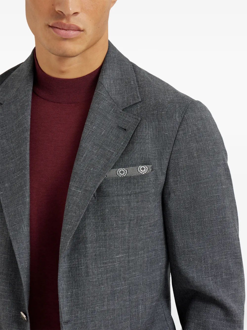 Brunello Cucinelli Zijden pochet met medaillon print Grijs