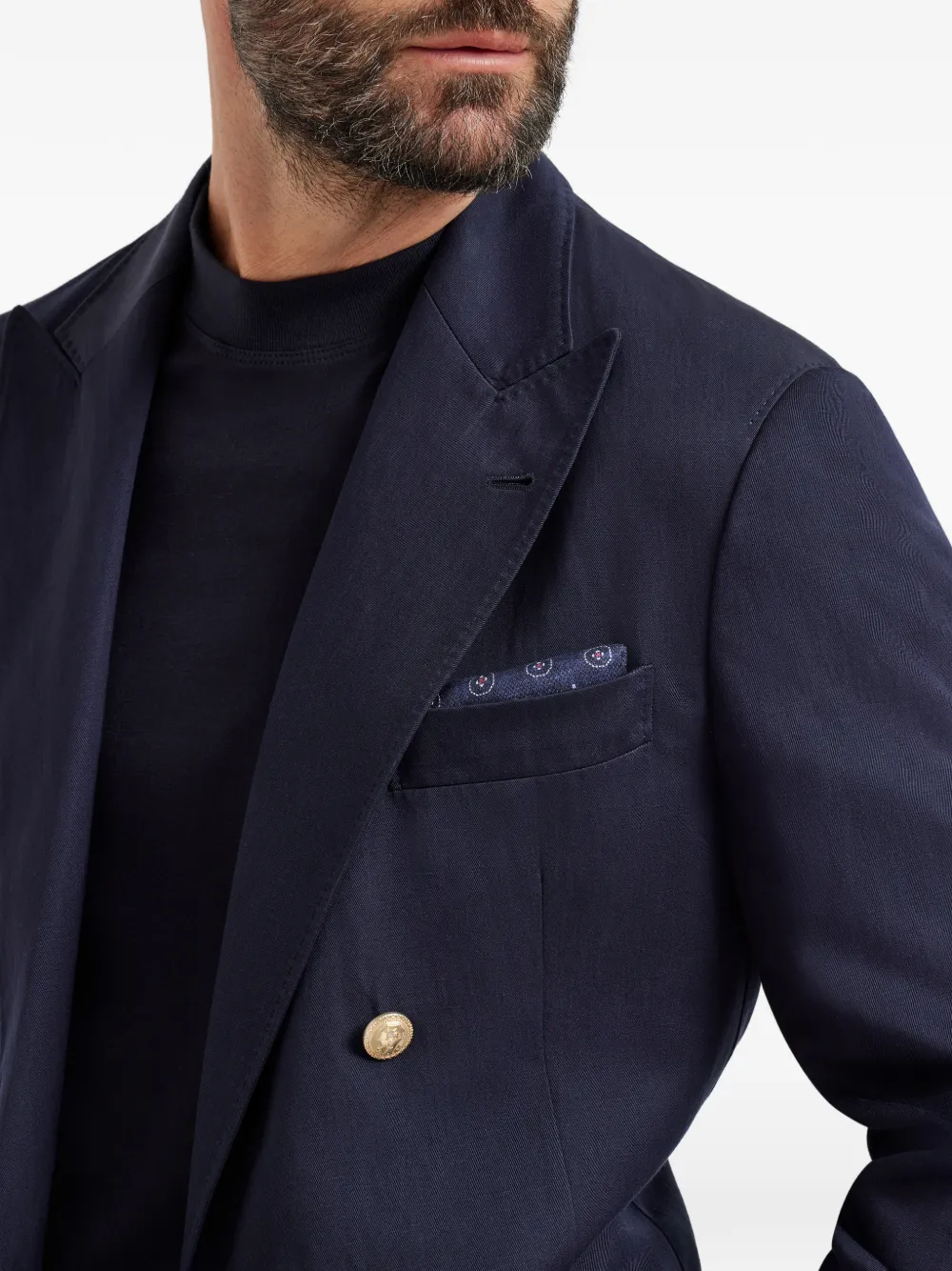  Brunello Cucinelli Geometric-patterned Silk Pocket Square - Blue 