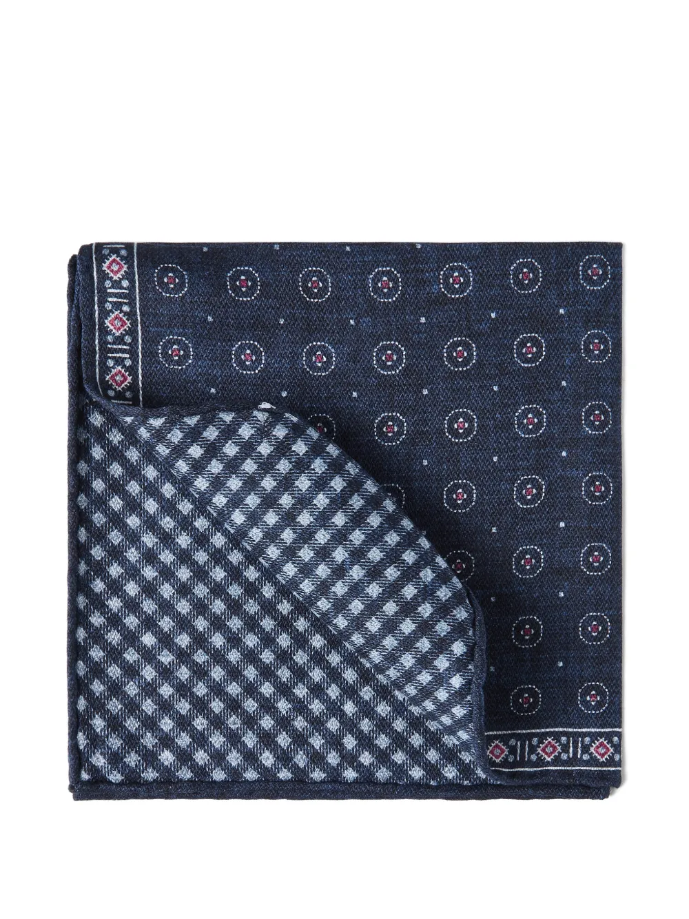 Brunello Cucinelli geometric-patterned silk pocket square | Blue | Image 1