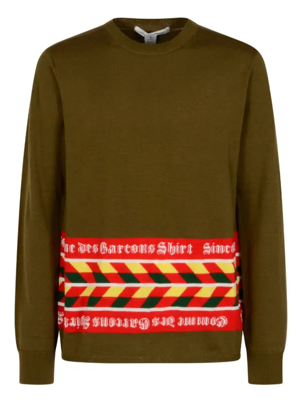 Comme des Garçons Striped-panel Sweater in Brown