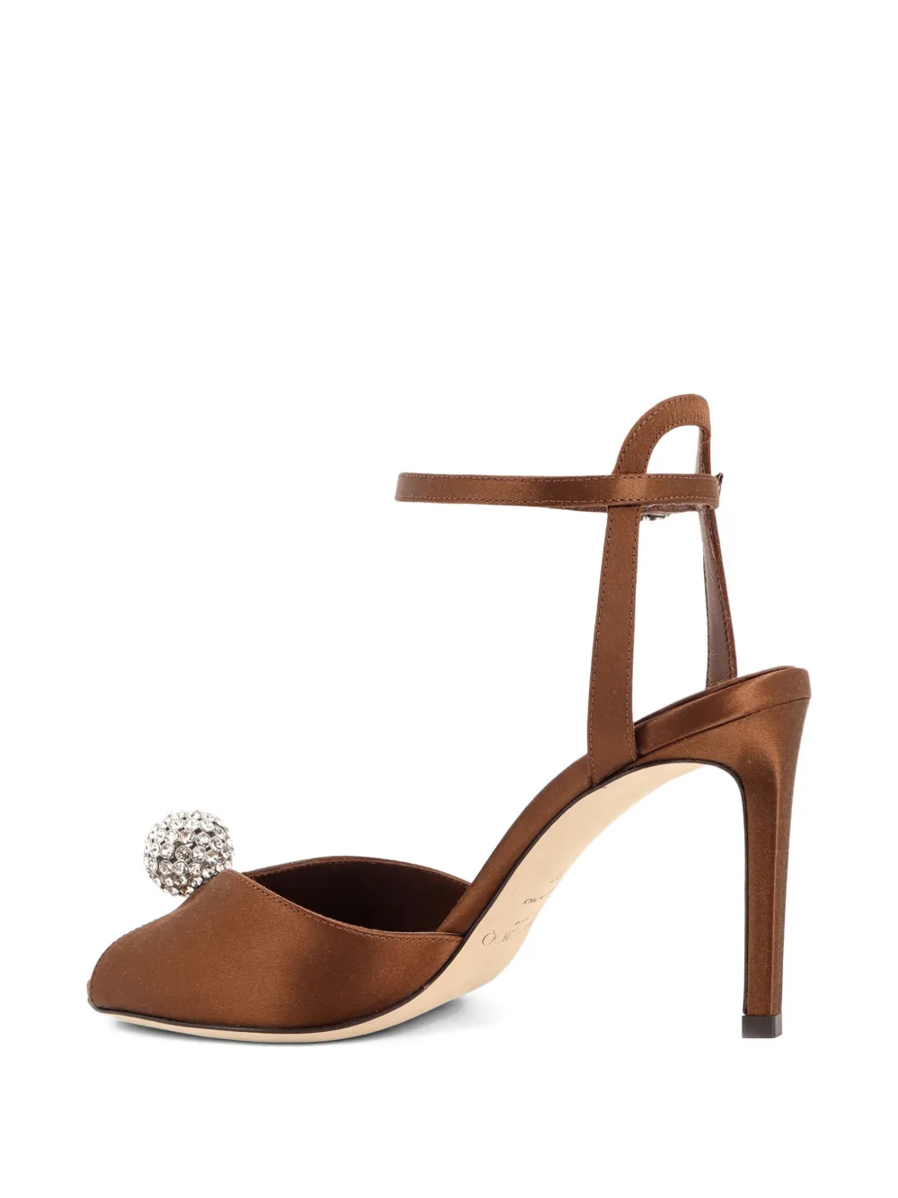 Jimmy Choo Women Sacora Satin Sandals With Crystal Detail In Brown