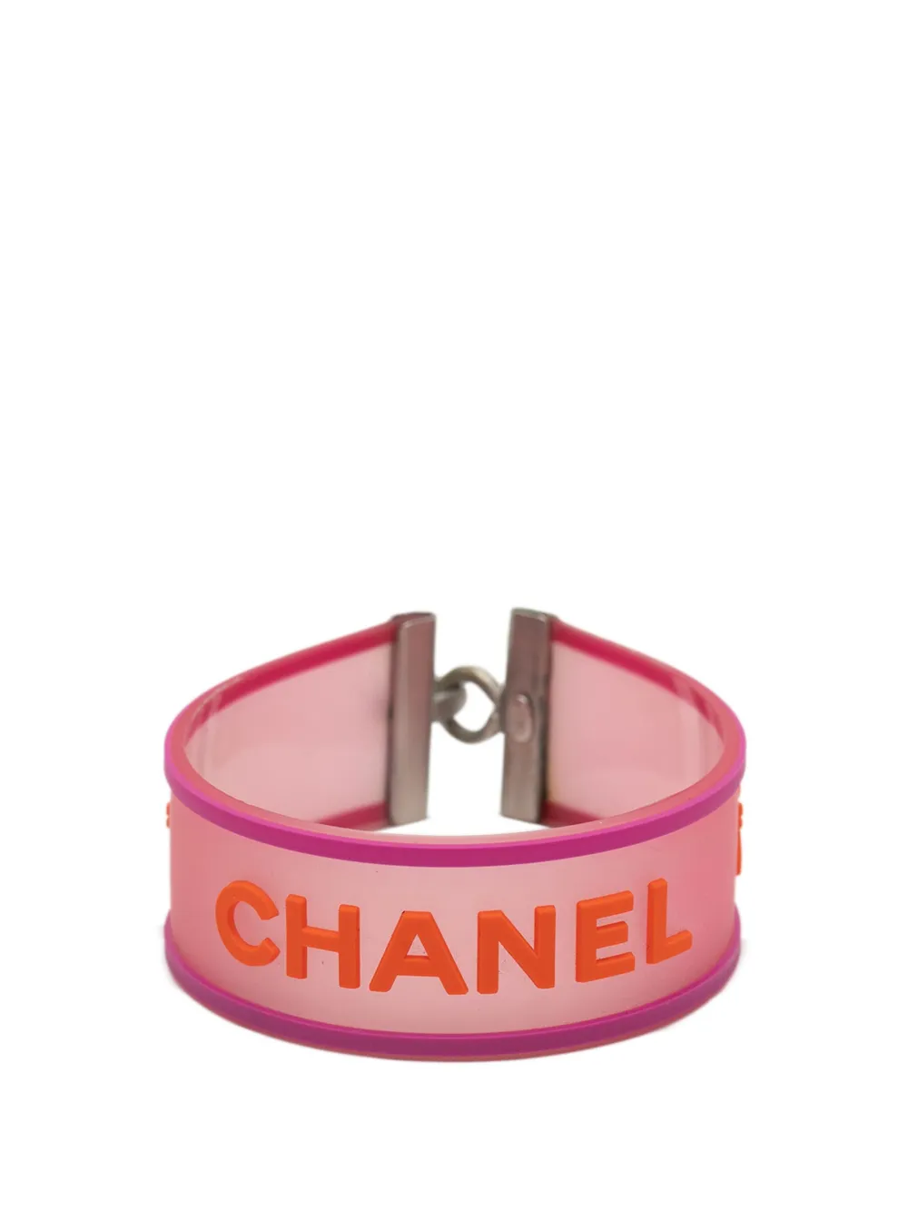 CHANEL Pre-Owned 2000-2025 Rubber Logo Bracelet costume bracelet - ピンク