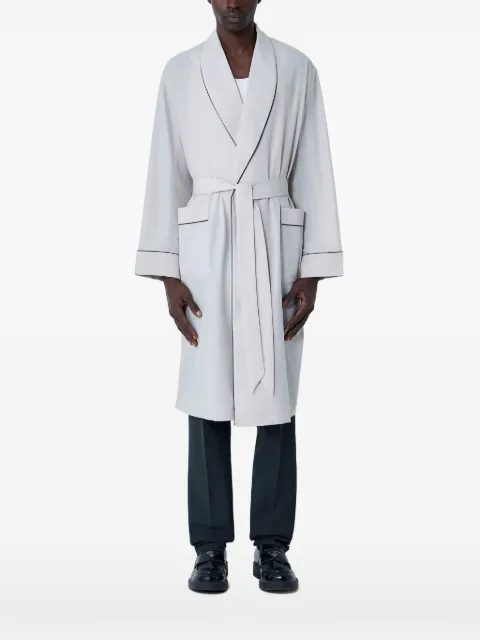 Prada belted accent-trims single-breasted coat