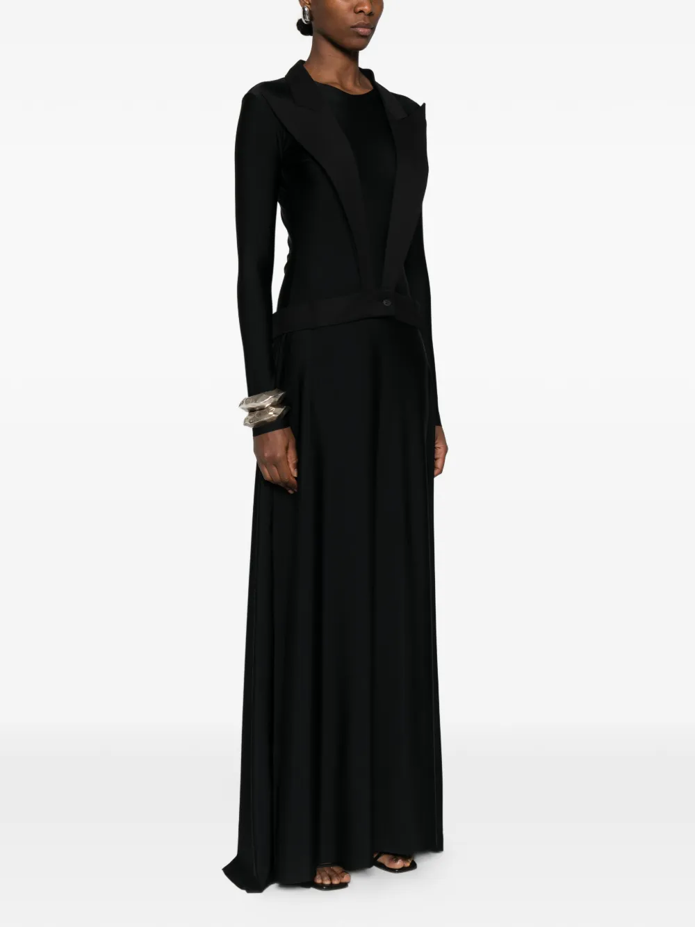 Medeea Lapels Maxi Dress In Black