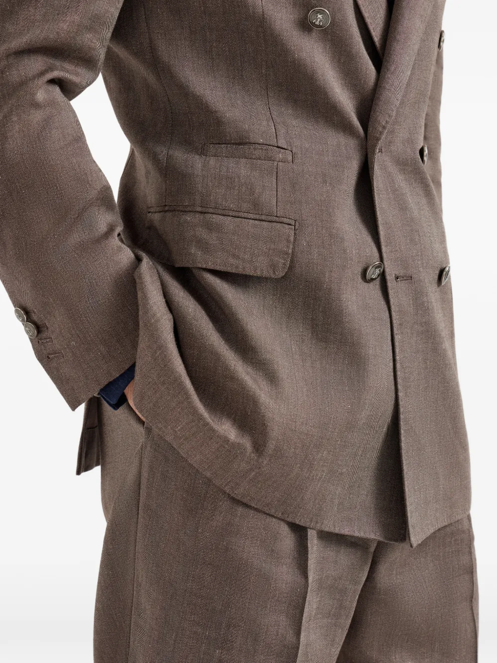 Brunello Cucinelli Blazer met puntige revers Bruin