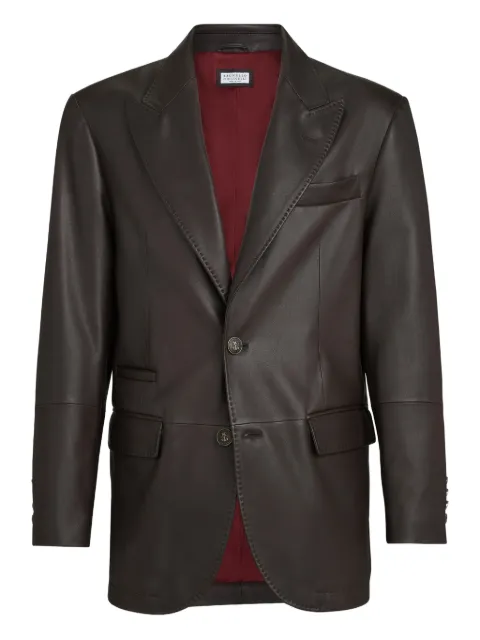 Brunello Cucinelli peak-lapels leather blazer