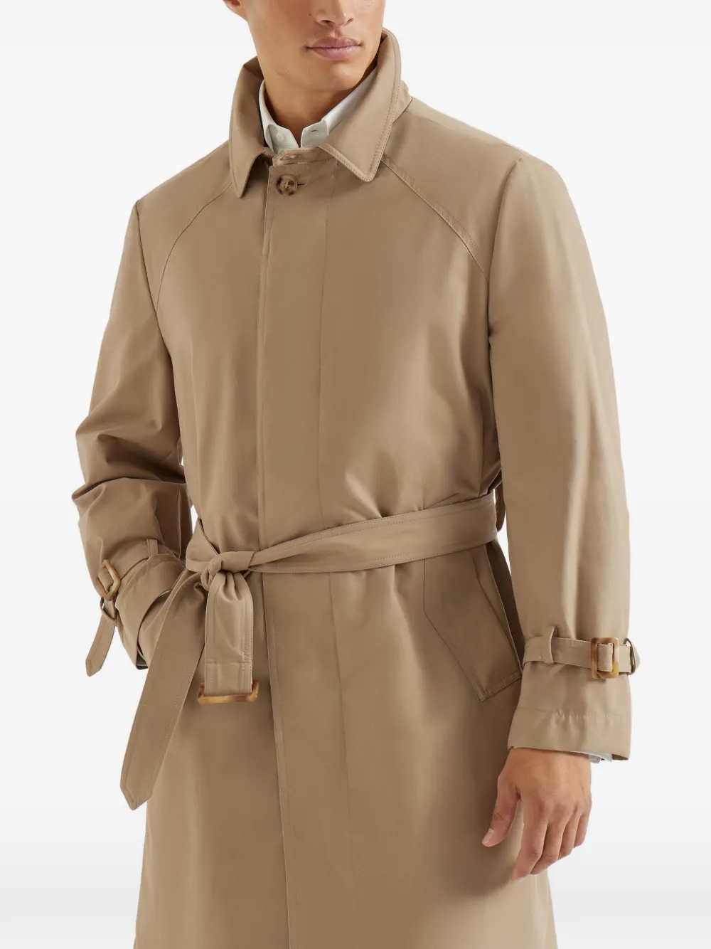 Brunello Cucinelli Techno katoenen jas met ceintuur Beige