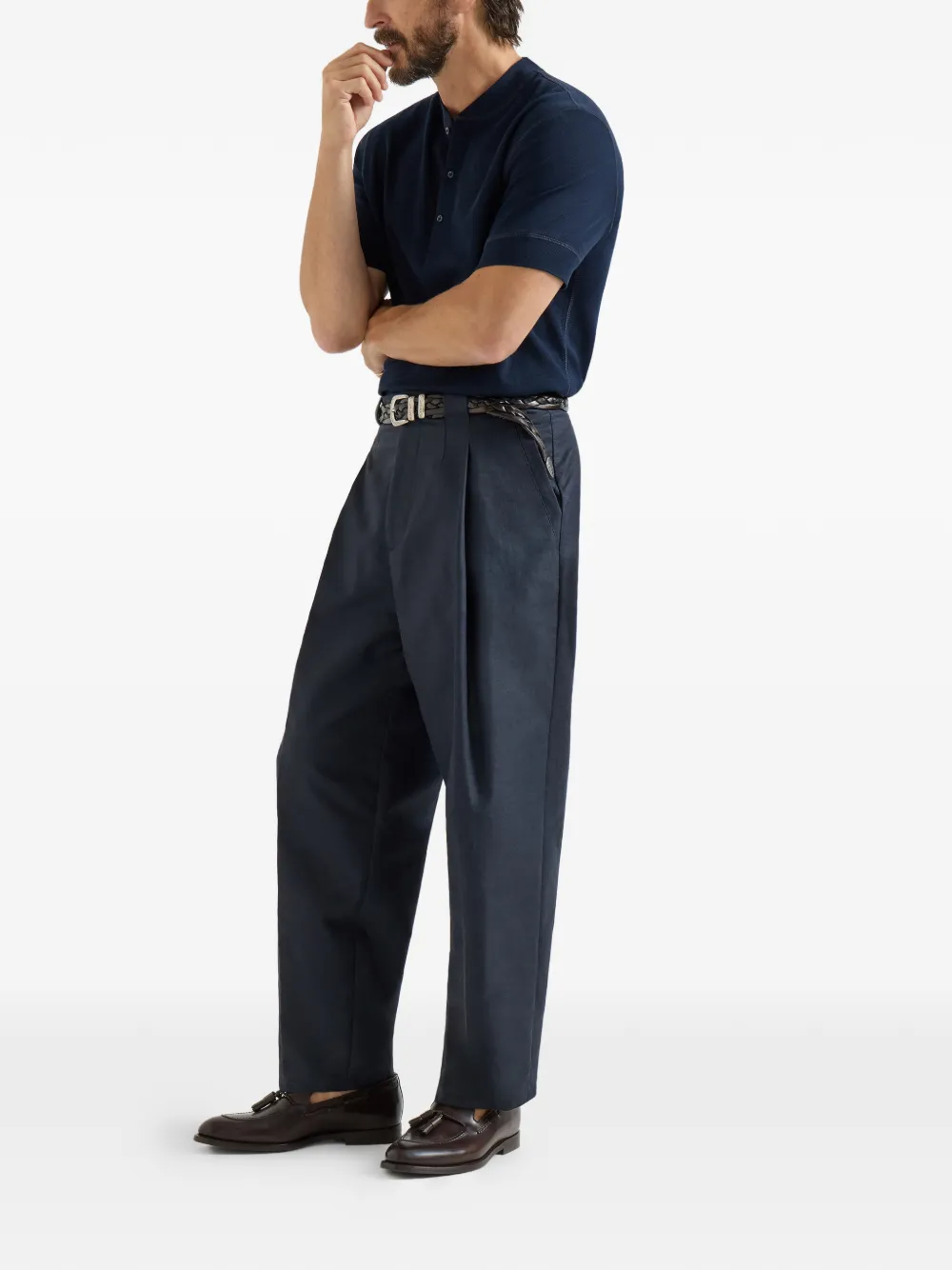 Brunello Cucinelli Panama plooibroek Blauw