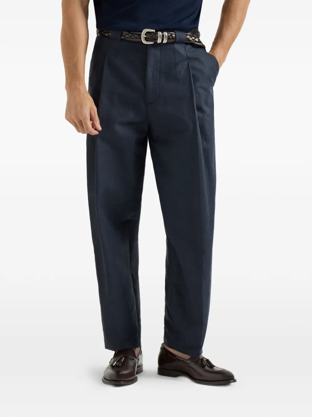 Brunello Cucinelli Panama plooibroek Blauw