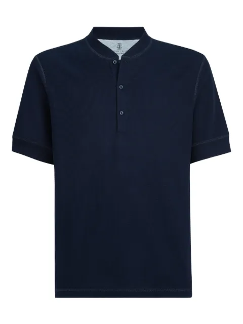 Brunello Cucinelli waffle-pattern henley-collar polo shirt
