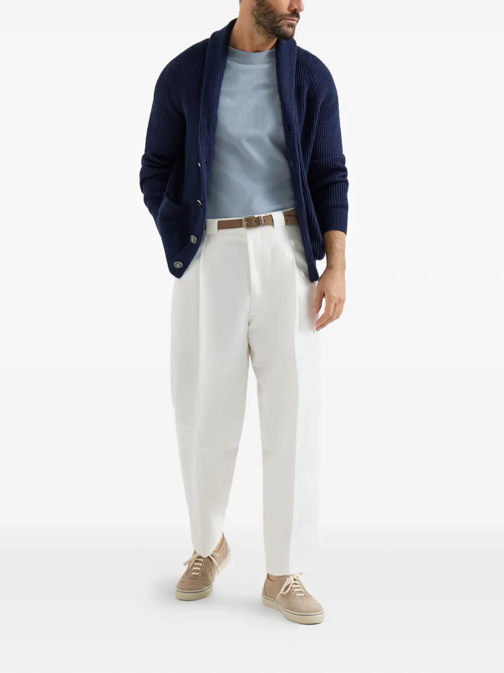 Brunello Cucinelli T-shirt met ronde hals en logodetail - Blauw