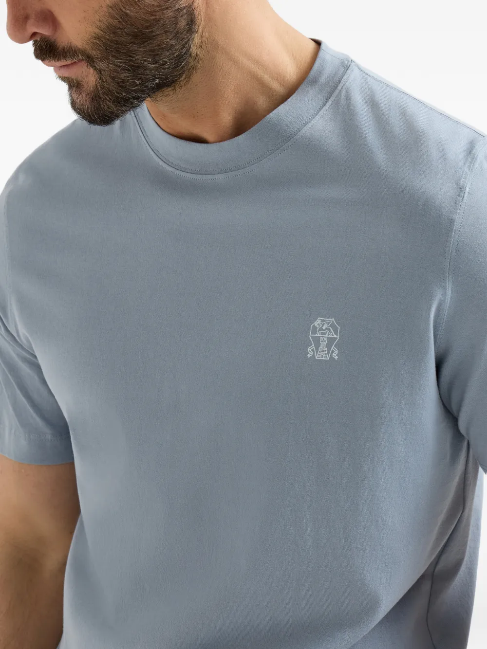 Brunello cucinelli トップス　ダークグレー Brunello Cucinelli Camiseta Decote Careca Com Logo | Azul