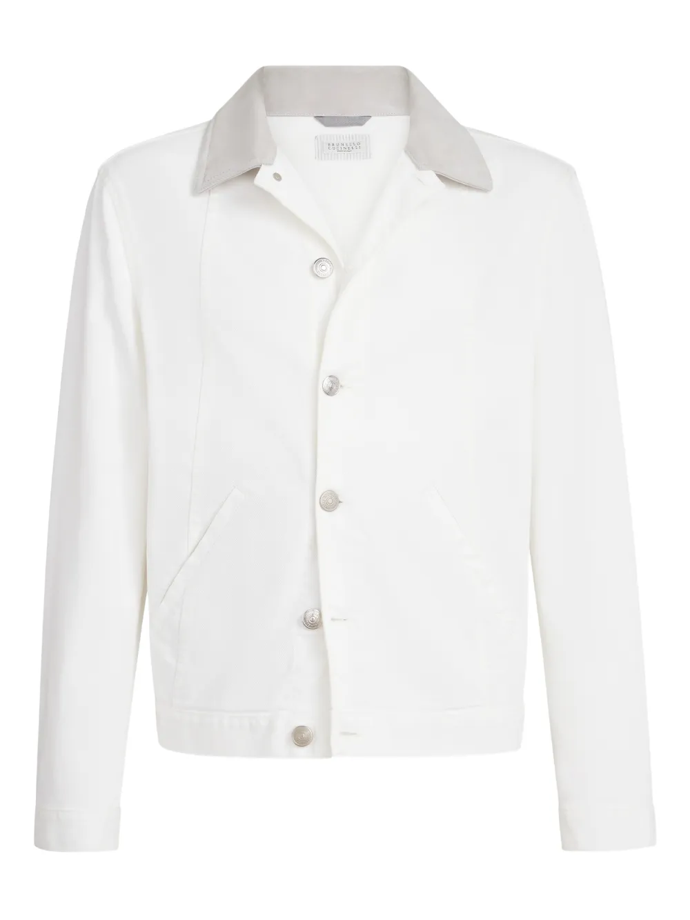Brunello Cucinelli Giacca denim con bottoni - Bianco