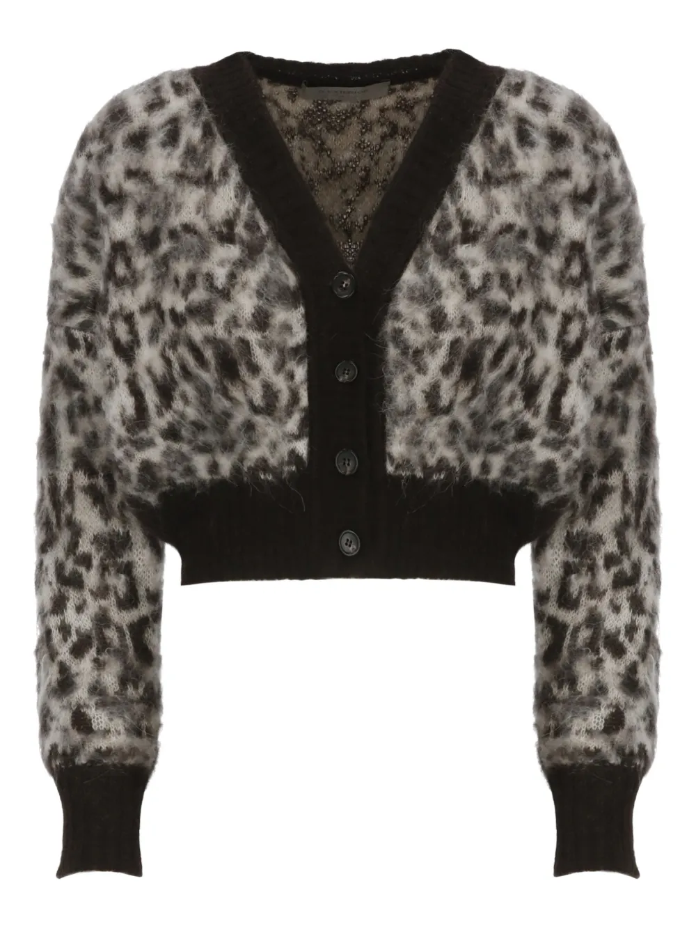 D Exterior Button-up Long-sleeve Cardigan In Gray