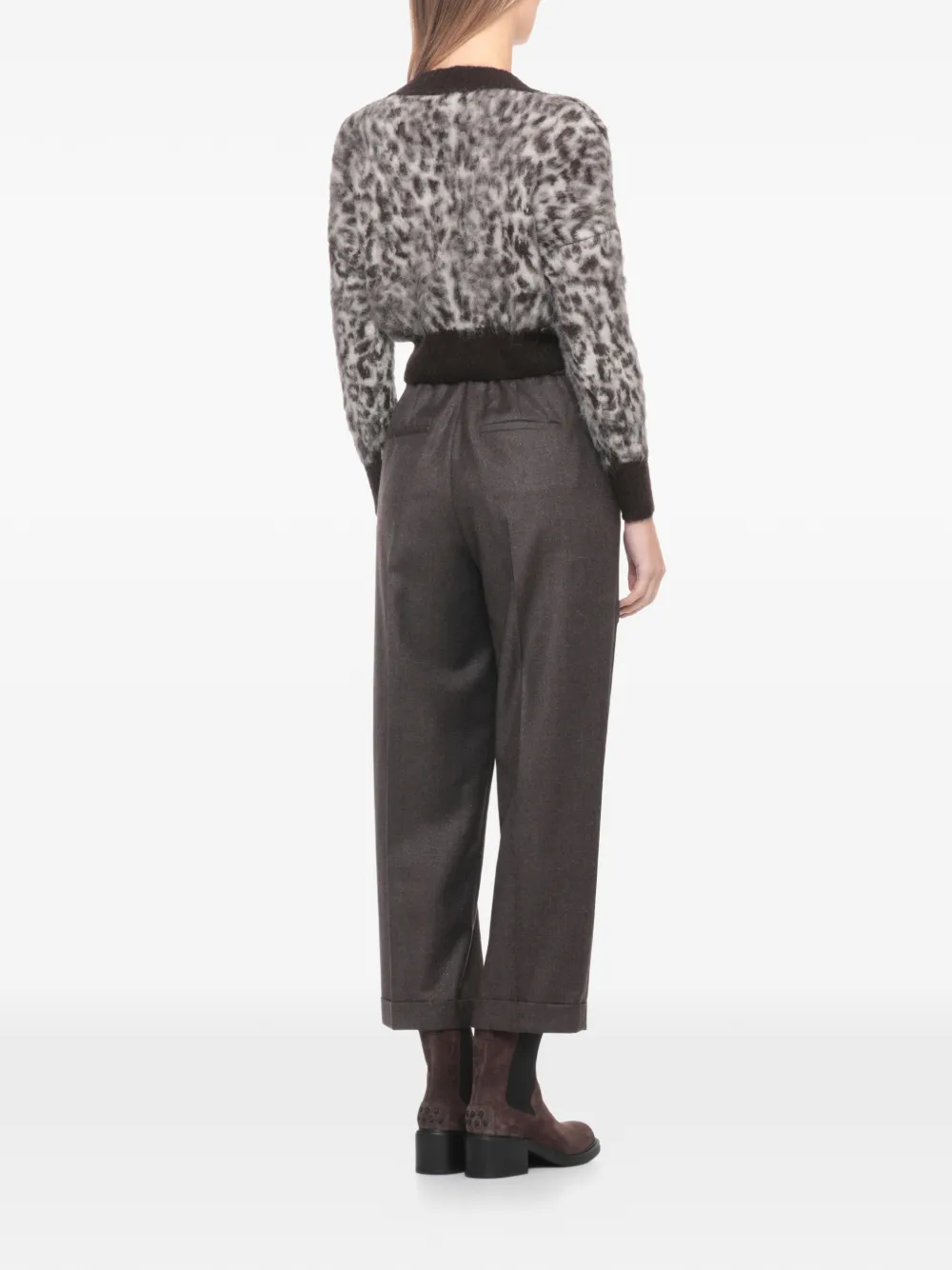 D Exterior Button-up Long-sleeve Cardigan In Gray