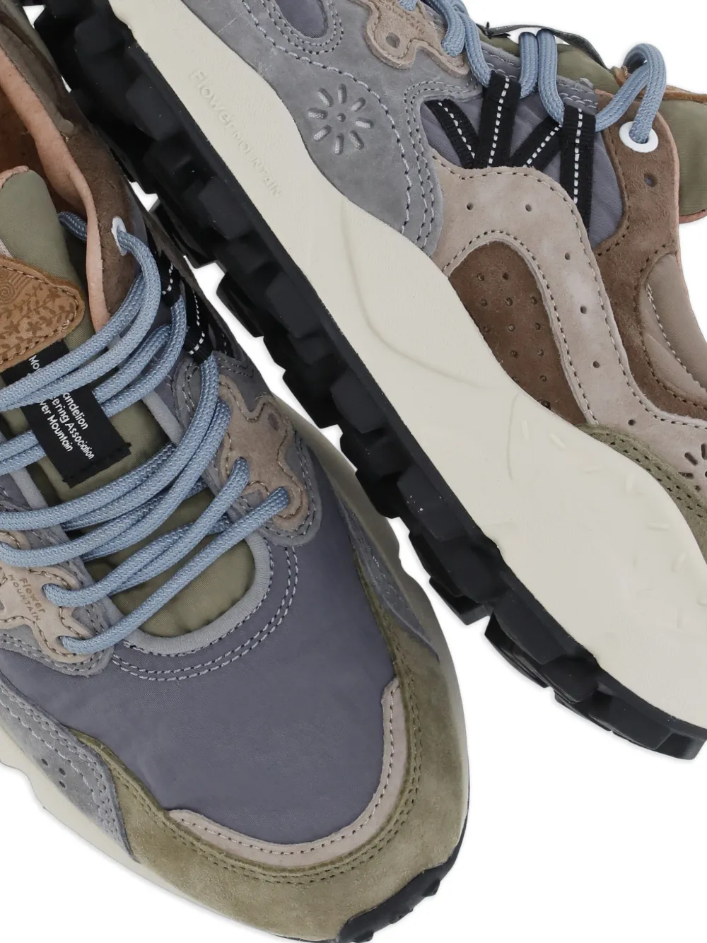 FLOWER MOUNTAIN Low-top sneakers met leren vlakken Grijs