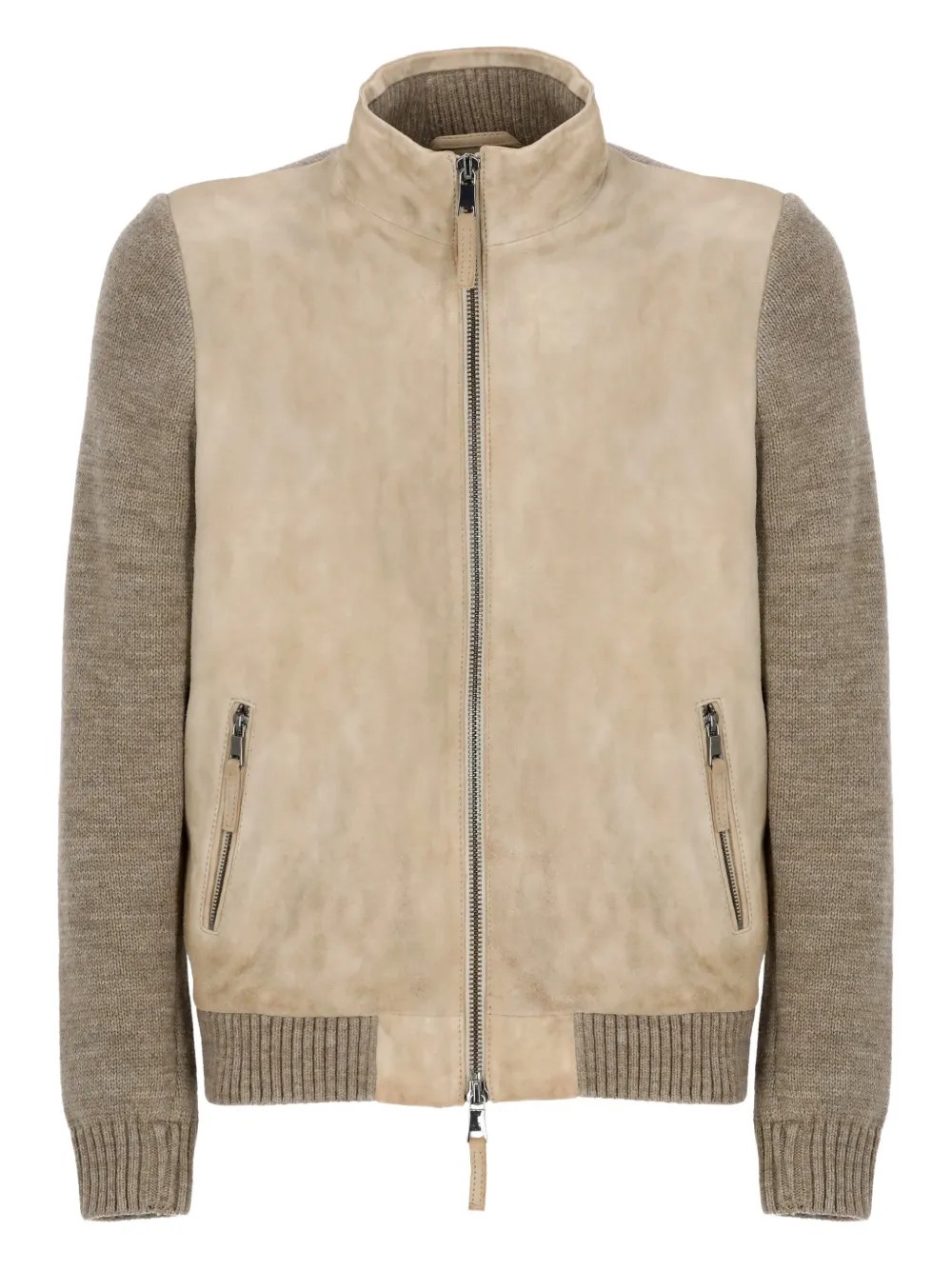 THE JACK LEATHERS high-neck zip leather jacket - Toni neutri